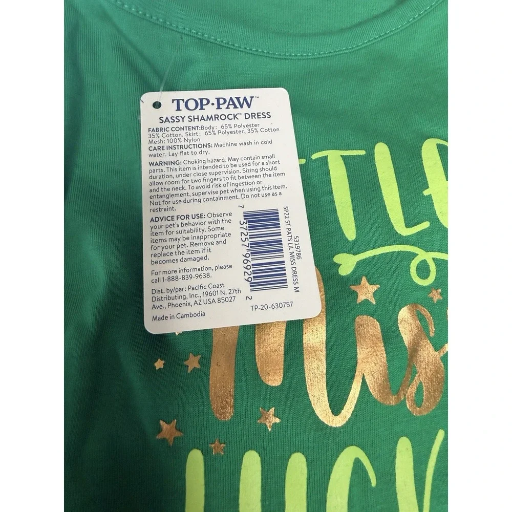 Top Paw Dog Dress Little Miss Lucky St Patrick's Day Size Medium NWT